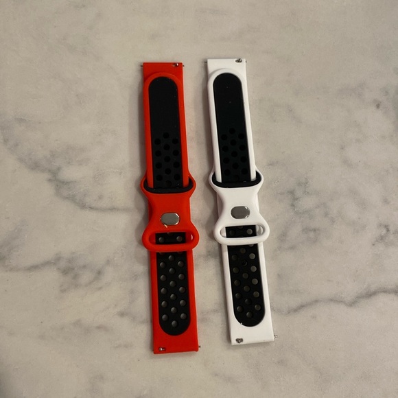 Other - Watch band Galaxy red & blk, white/blk silicone w/push button butterfly clasp